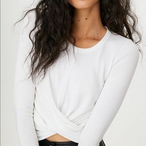 Pink Aritzia Wilfred Free Long Sleeve Crop Top